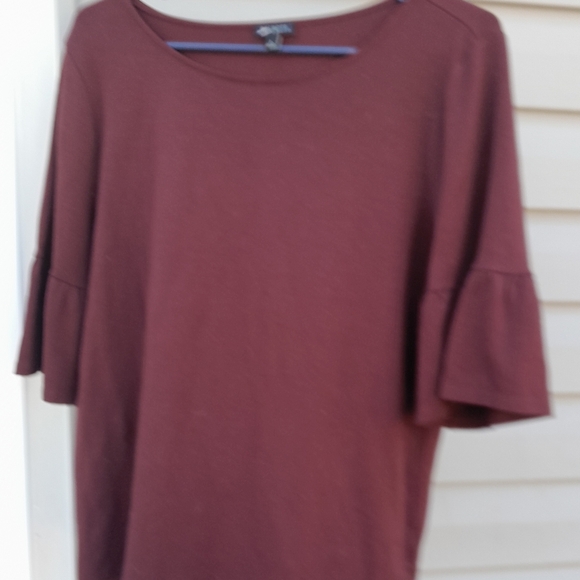 Talbots Womens L Red Bell Sleeve Blouse Relaxed Fit - Picture 3 of 6